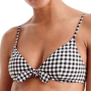 J Crew Gingham Tie Front Bikini Top